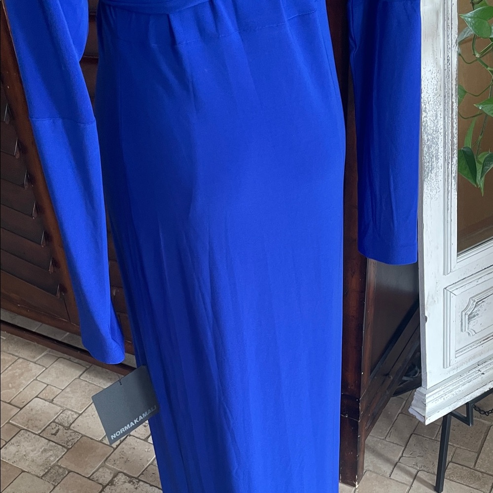NWT Norma Kamali Dolman Wrap Colbalt Blue Maxi Dress Gown Medium 38 - Picture 12 of 13